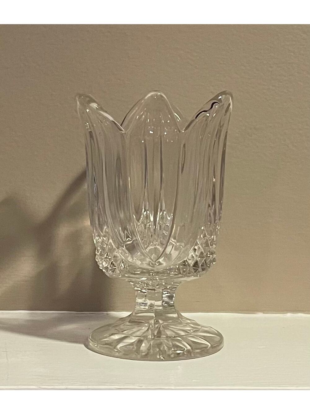Vintage Small Handblown Glass Pedestal Vase, Tulip / Petal Shape